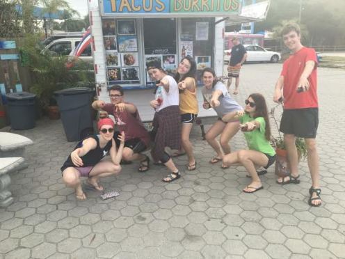 Taco squad celebrating making it to Florida and loving Nalu's!